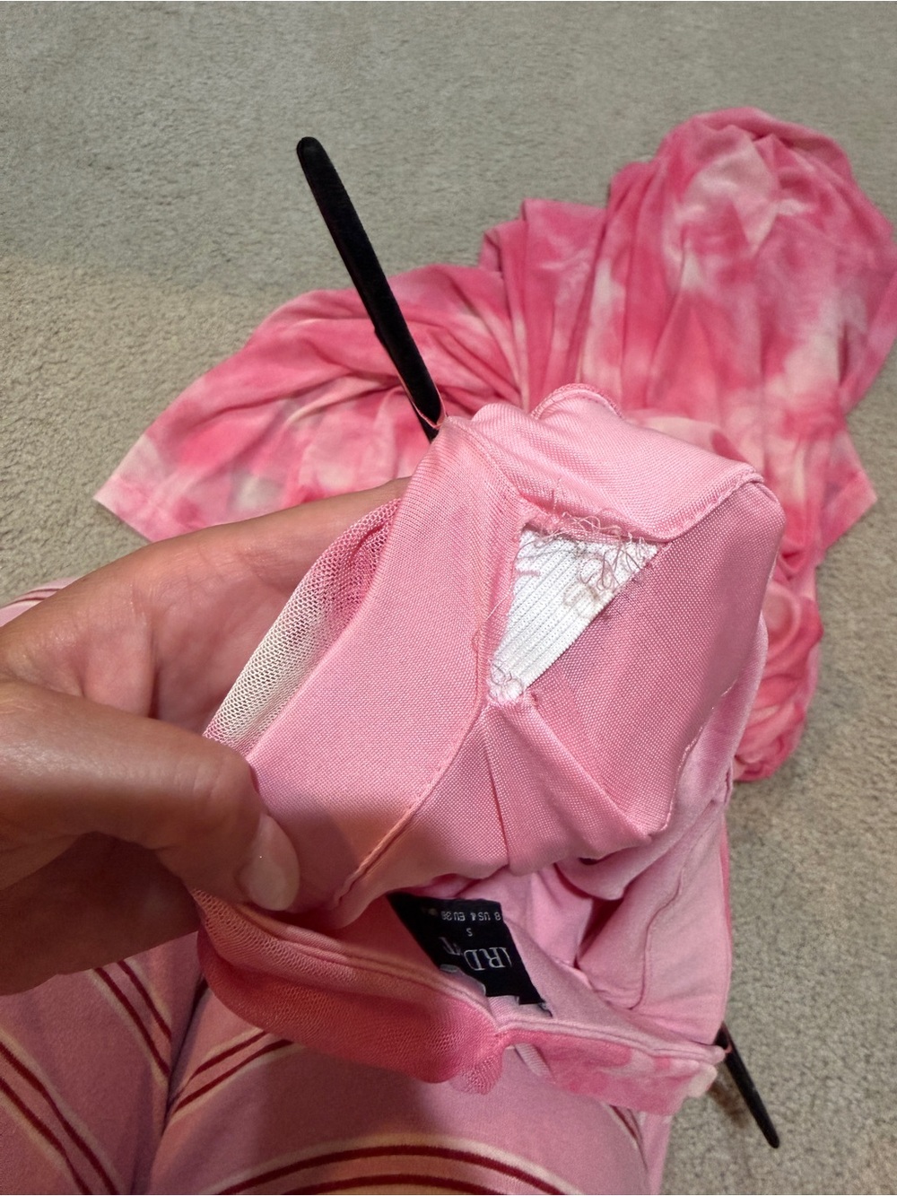 Bardot Strapless Pink Tie-Dye Maxi Dress - Picture 6 of 6